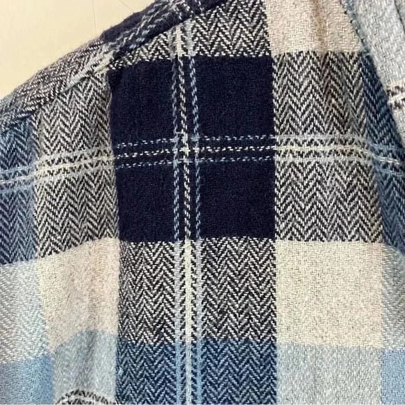 EDDIE BAUER blue heavy cotton plaid flannel button down shirt MEN'S SIZE XXL - Picture 4 of 7